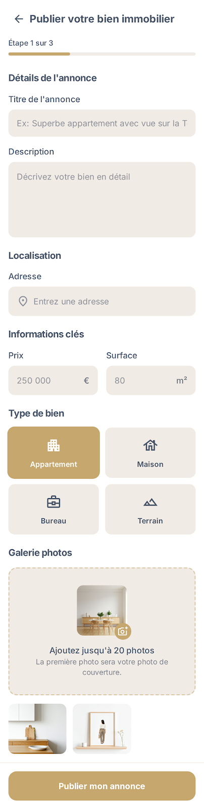 Immobilier, écran 1