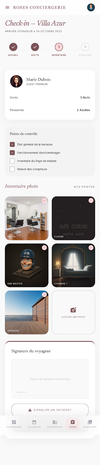 Conciergerie privée, écran 2