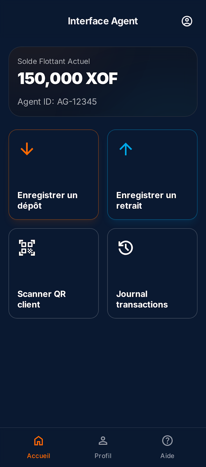 Mobile money, écran 2