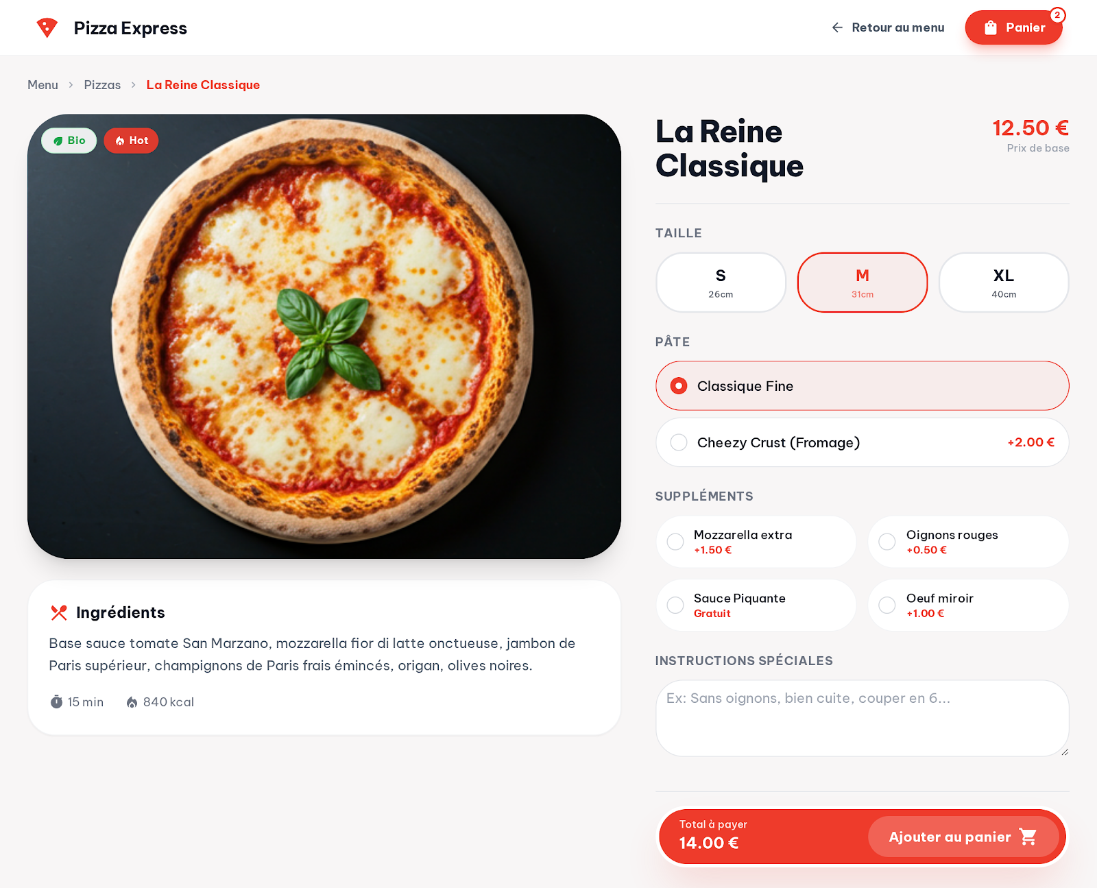 Pizzeria, écran 1