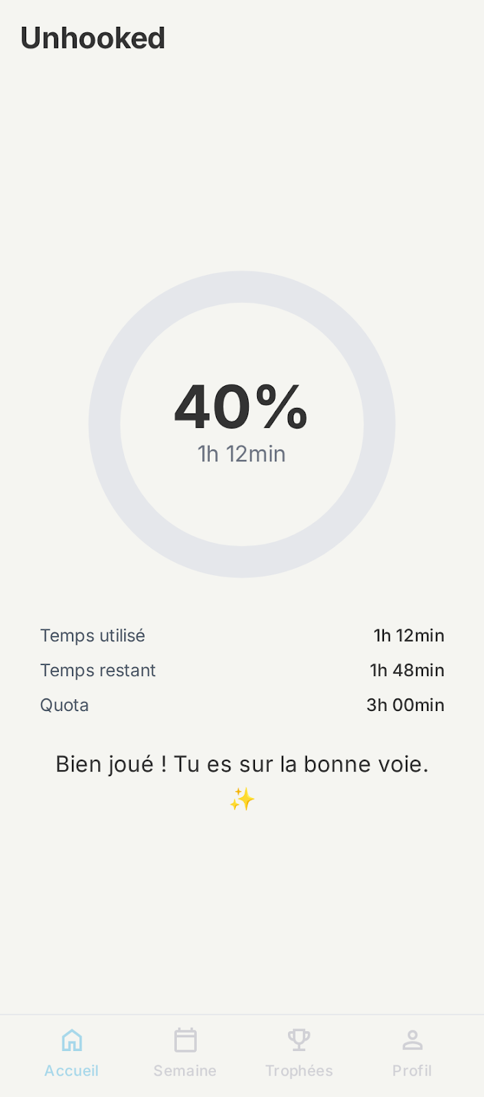 Digital wellbeing, écran 1