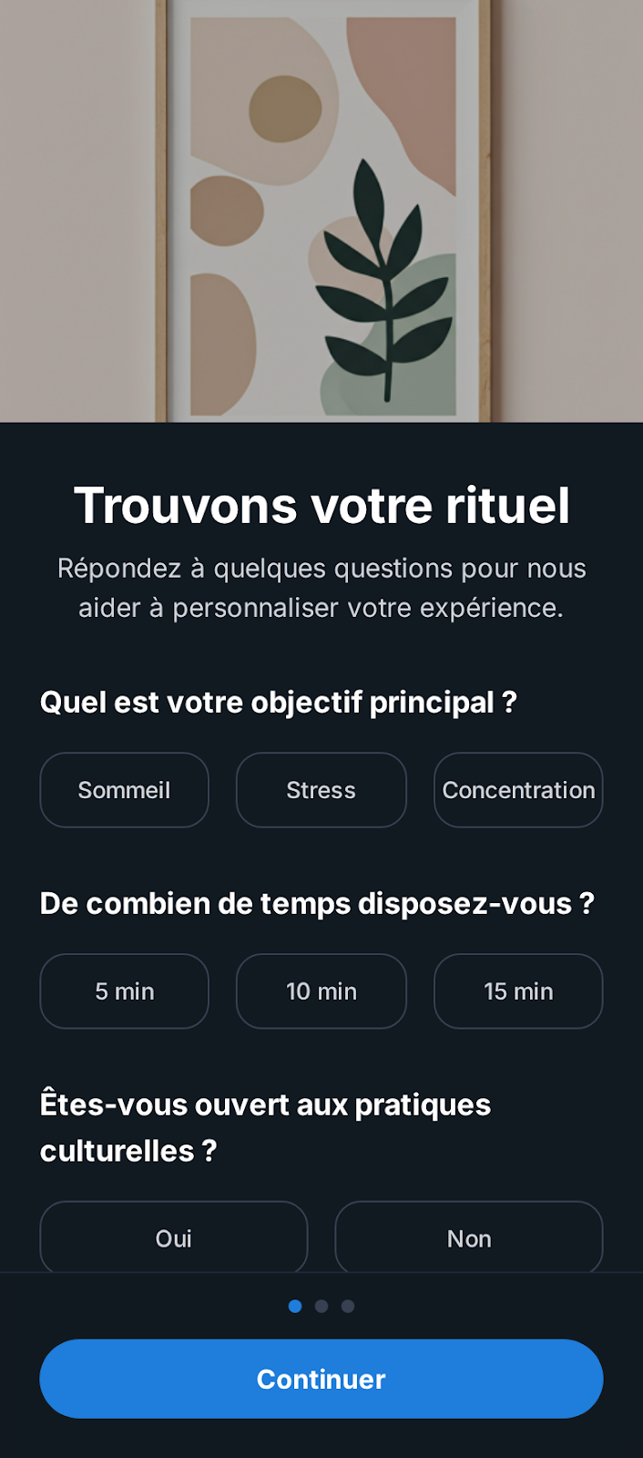 Méditation, écran 1