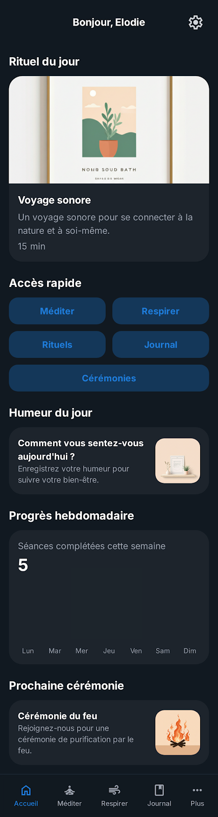 Méditation, écran 2