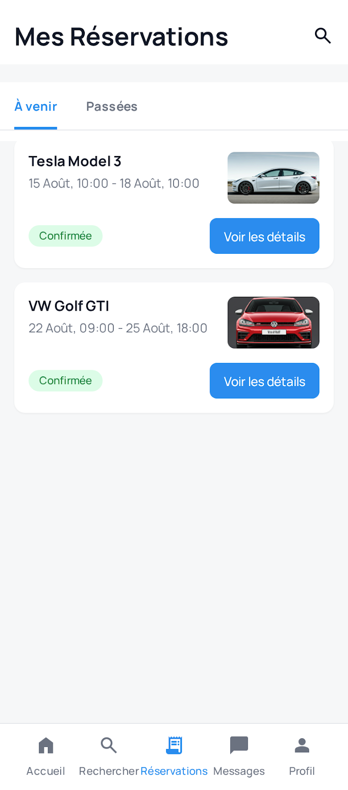Location auto, écran 1