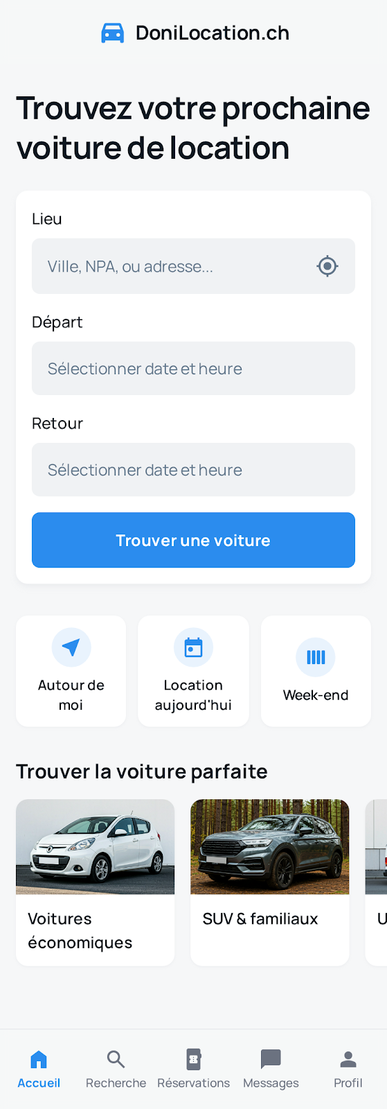 Location auto, écran 2