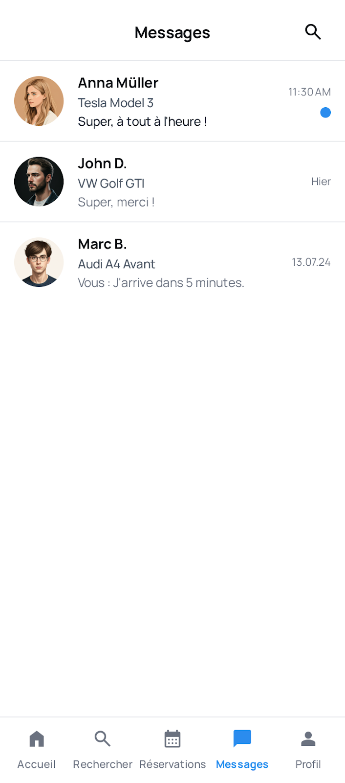 Location auto, écran 6