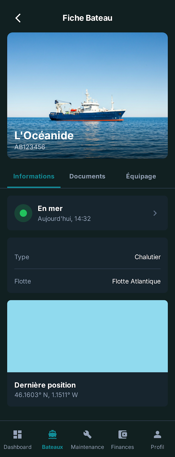 Gestion bateau, écran 3