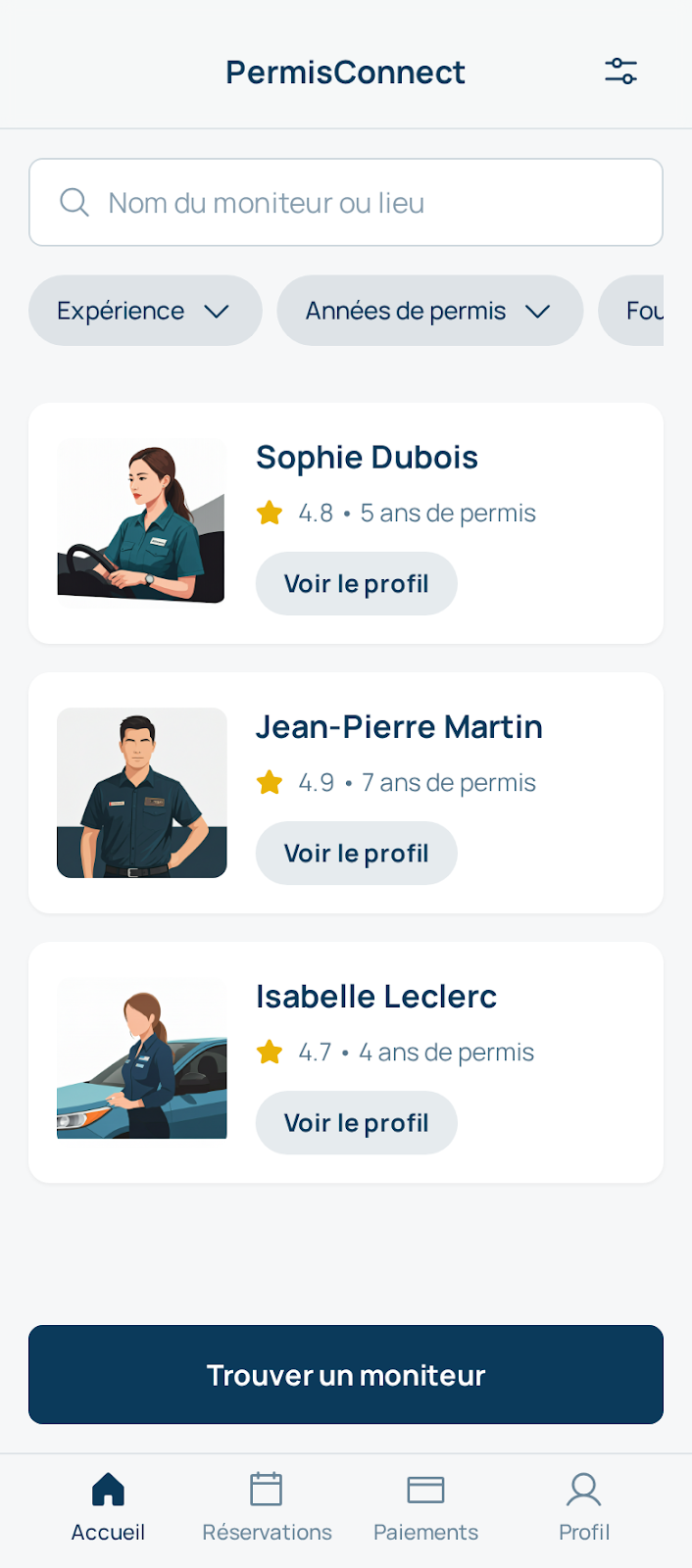Auto-école, écran 1