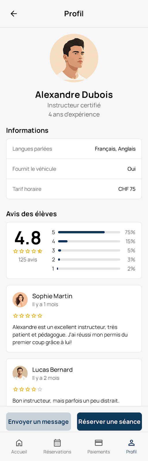 Auto-école, écran 2