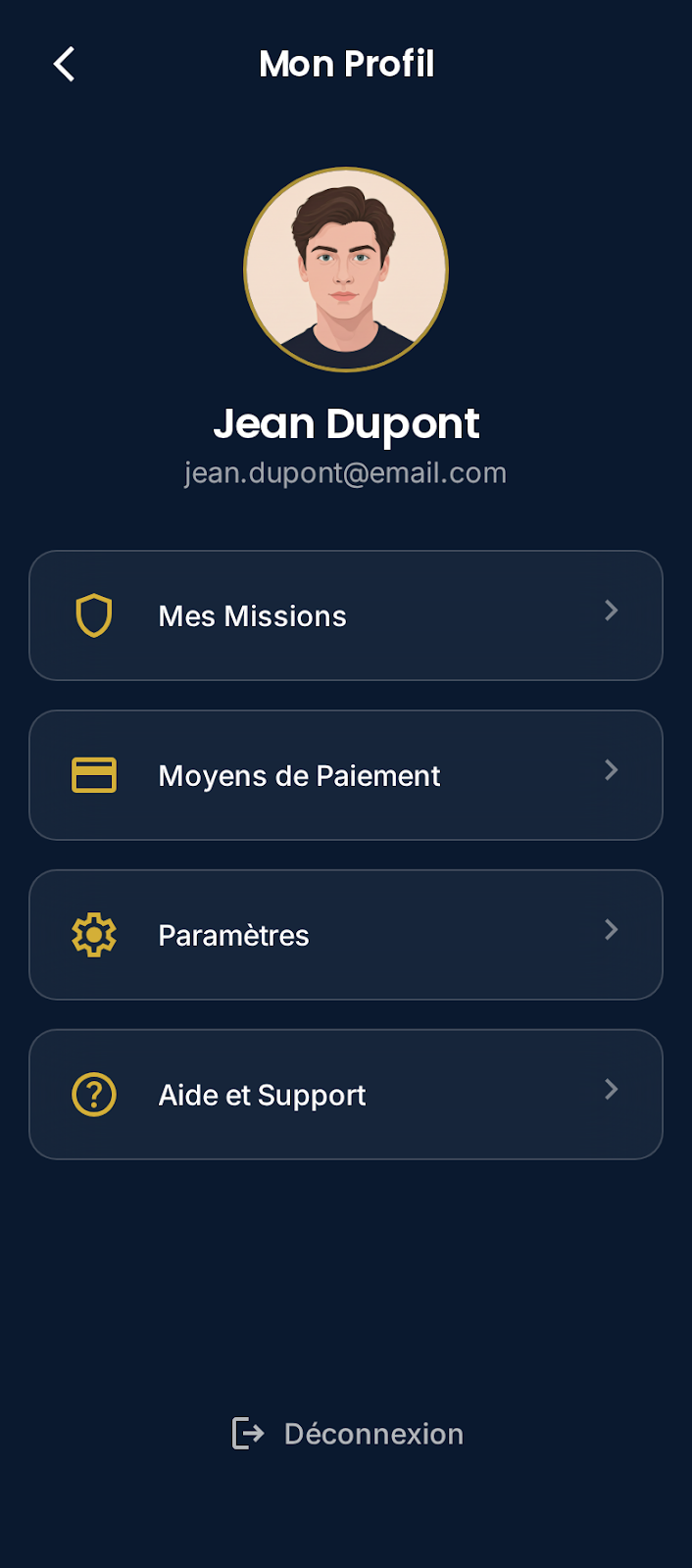 Agent sécurité, écran 1