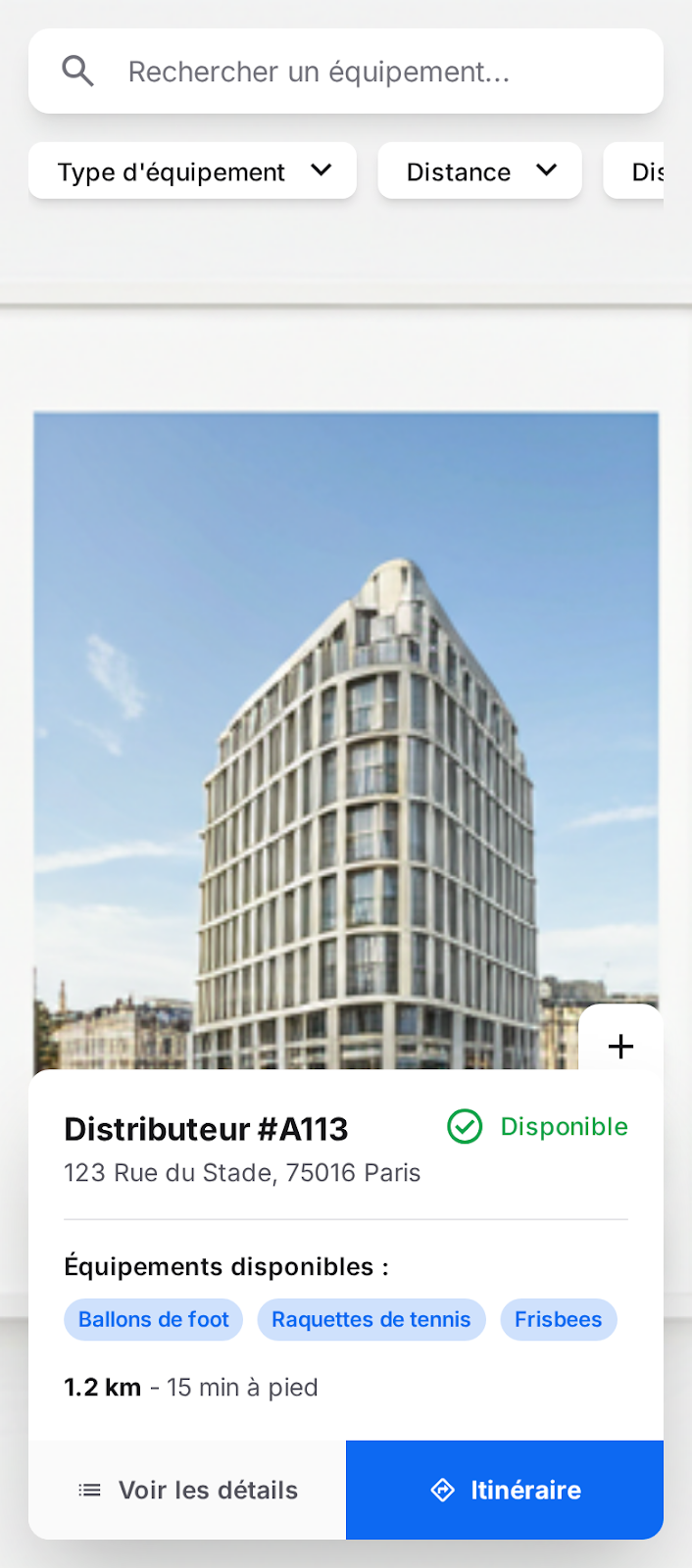 Distributeurs sport, écran 1