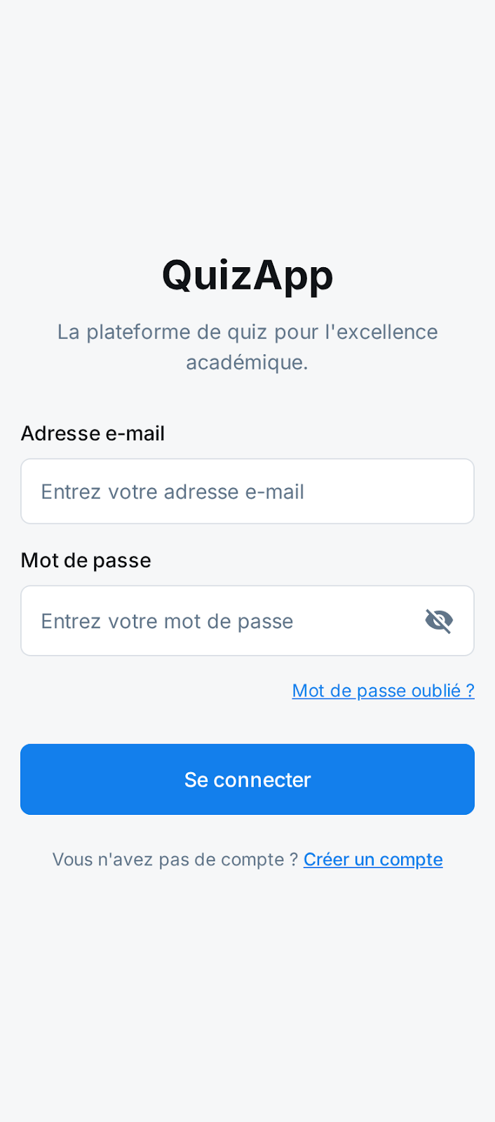 Édition de quiz, écran 1