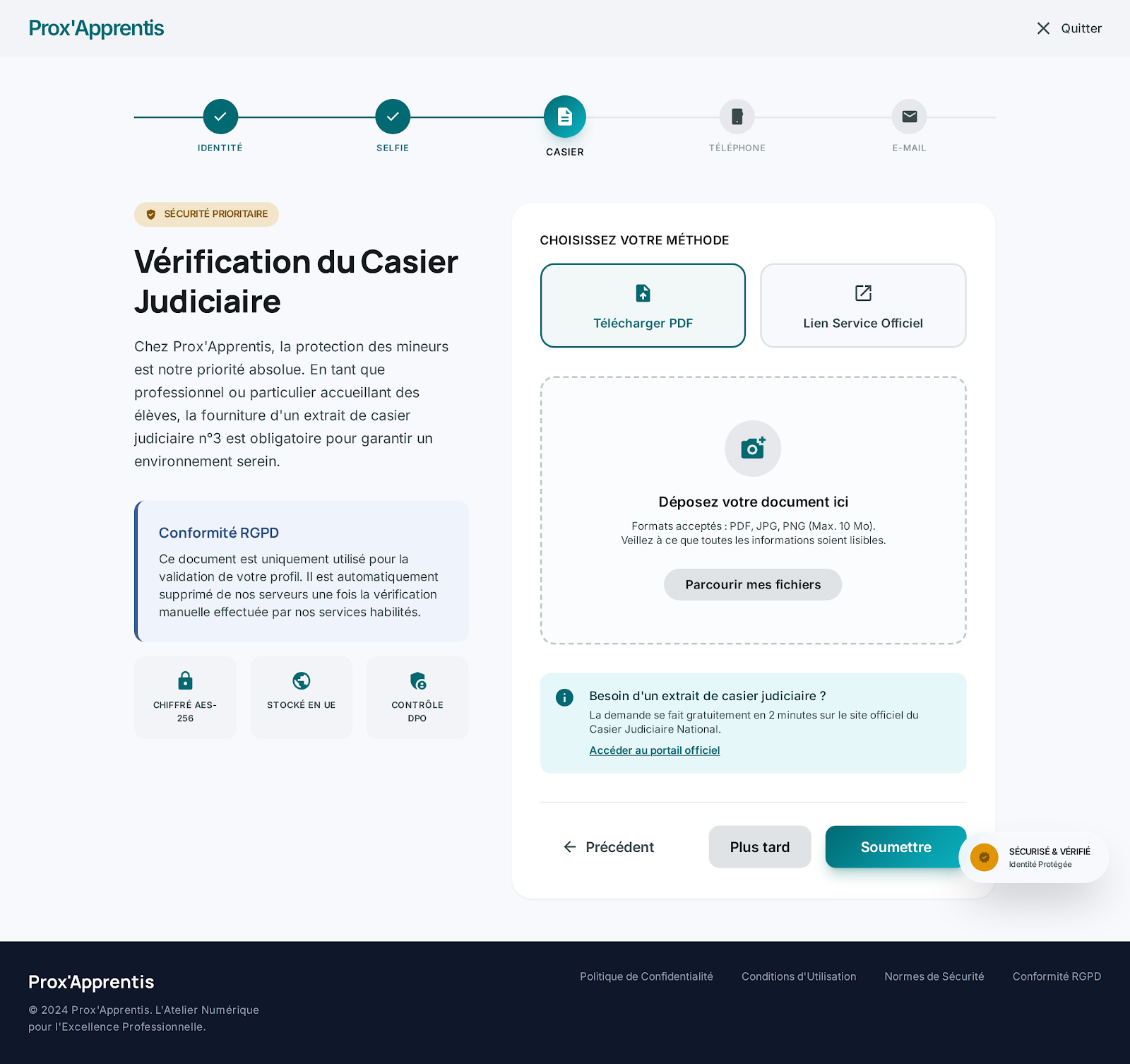 Formation pro, écran 1