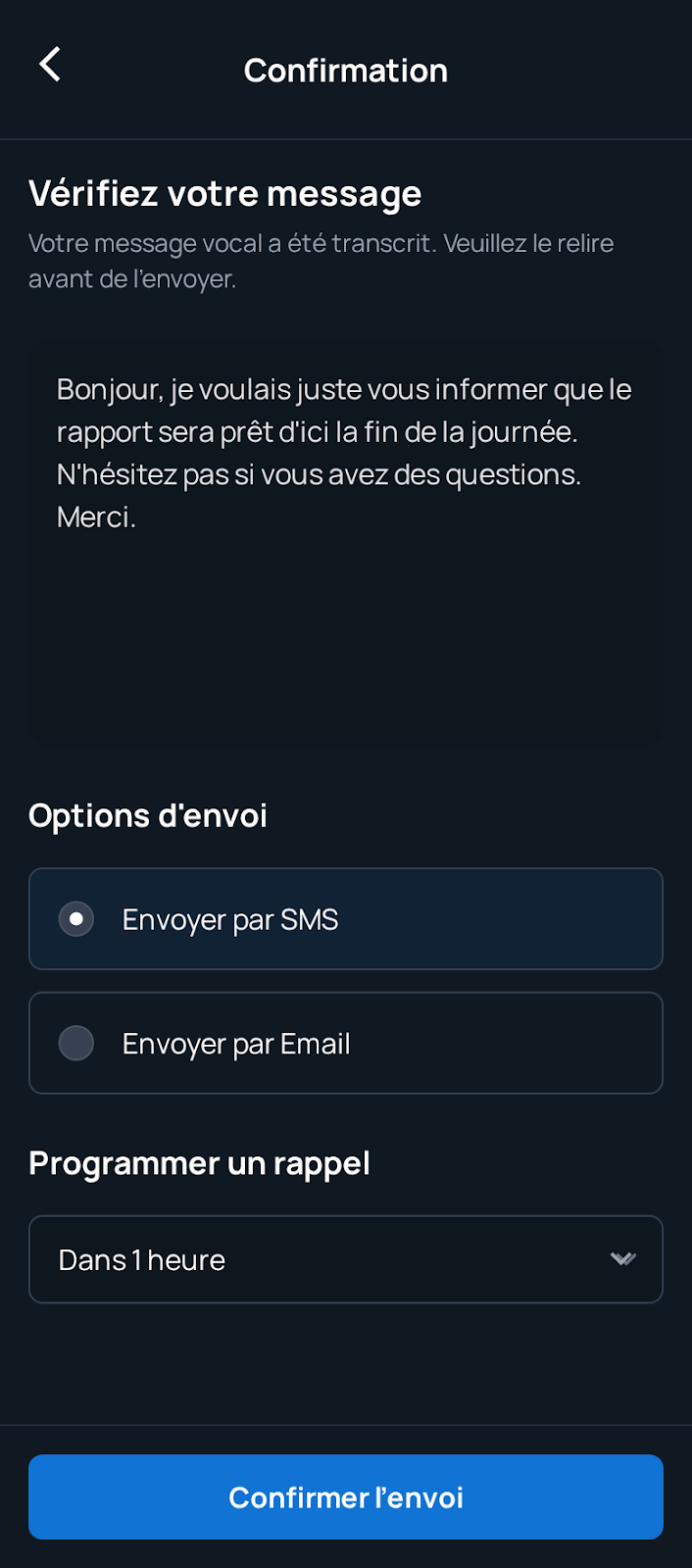 Messagerie vocale, écran 4