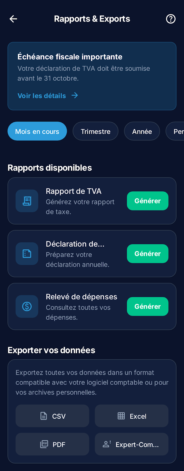 Finance perso, écran 1